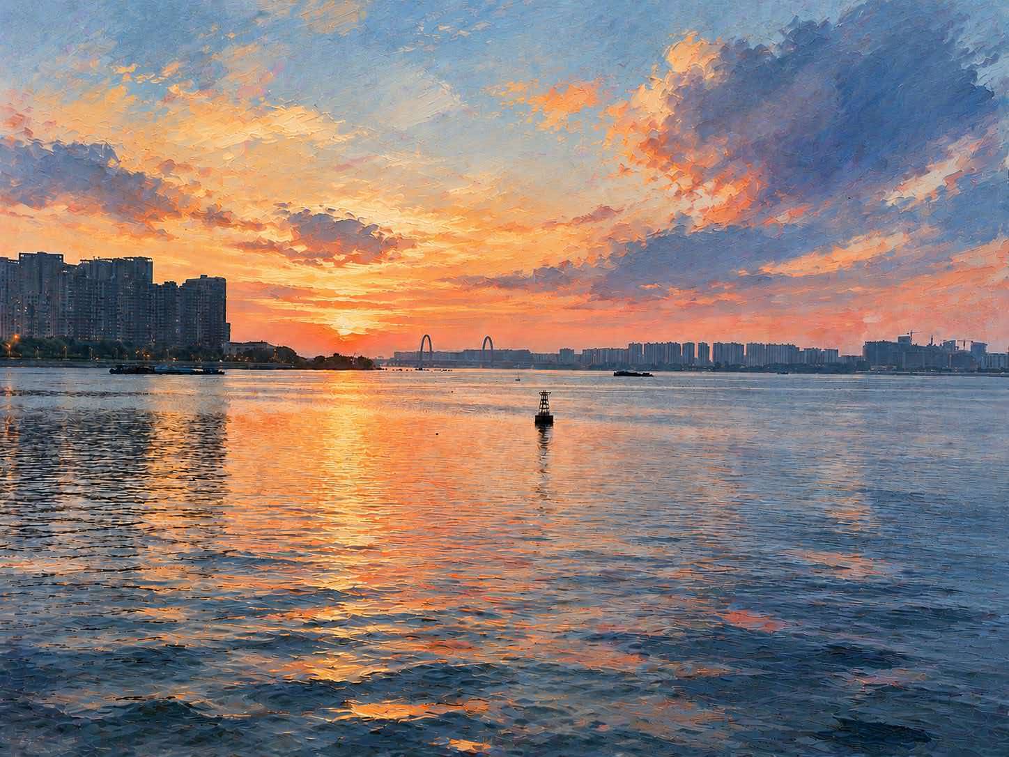 夕阳下的江面